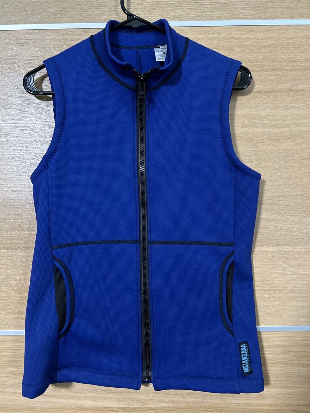 Melanzana Women’s Small (TALL) Blue Hard Face Fleece Lined Zip Vest Ski Shell